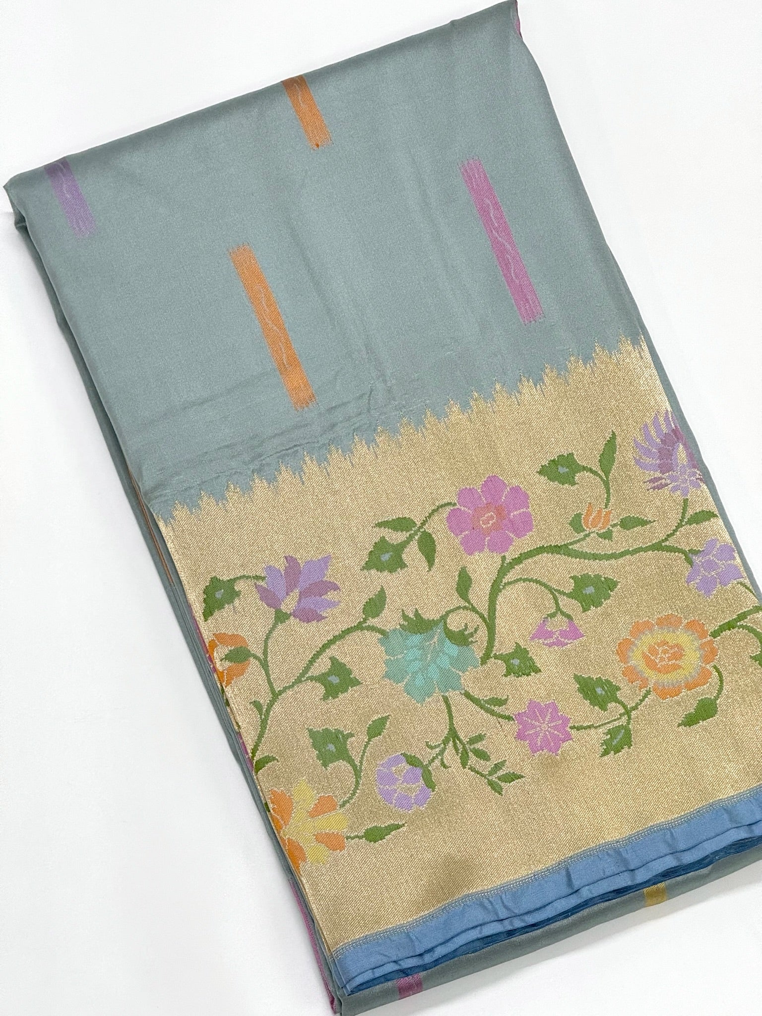 Ice blue Pure katan Silk Saree