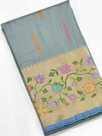 Ice Blue Pure katan Silk Saree (Copy)