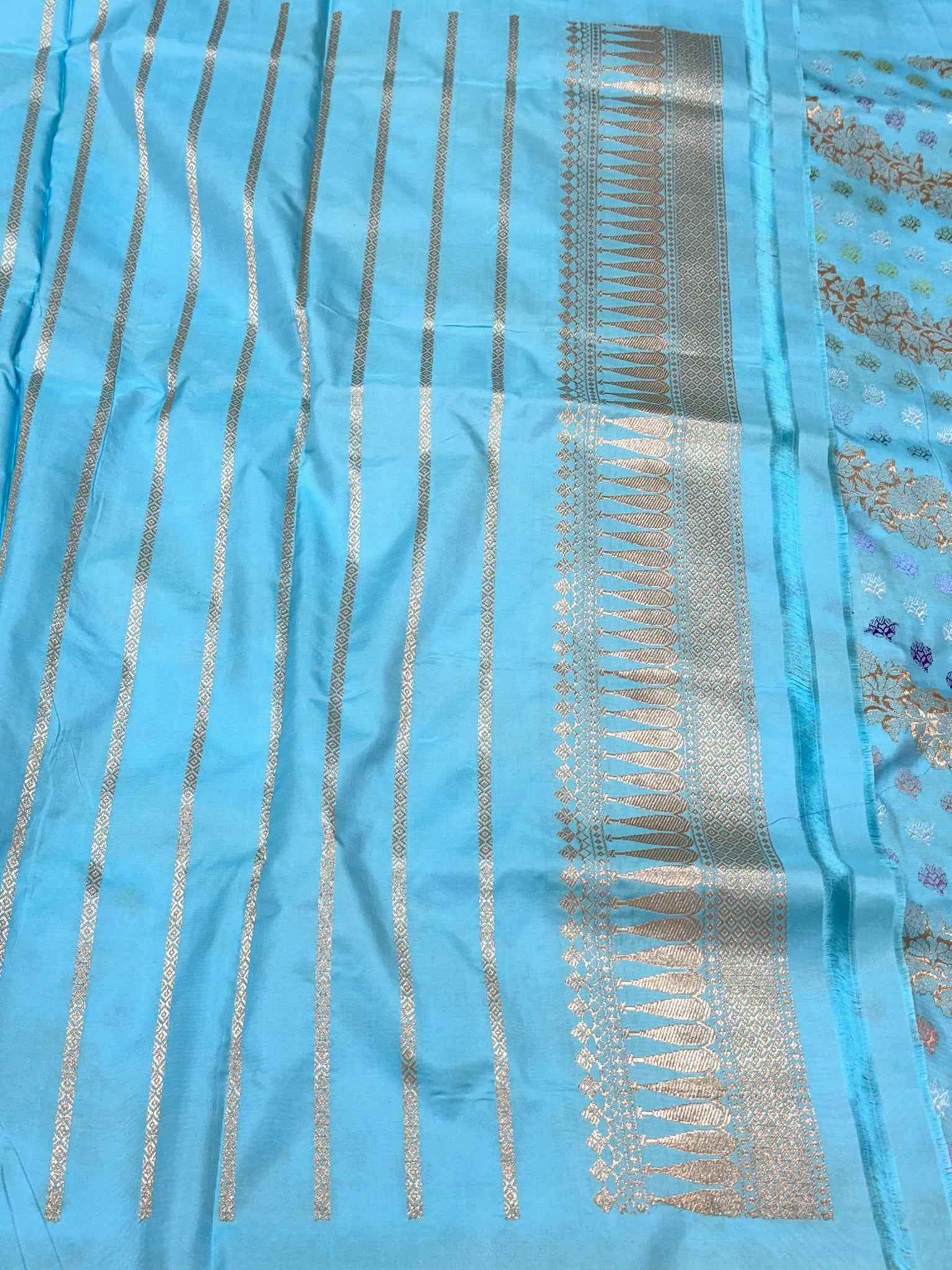 Emerald Green Pure Kora Silk Banarasi Handwoven Saree