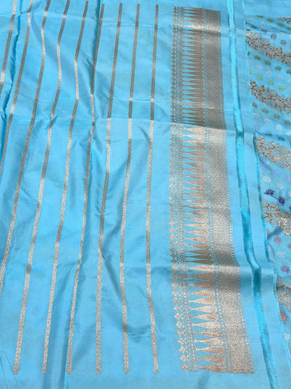Emerald Green Pure Kora Silk Banarasi Handwoven Saree
