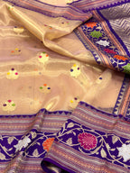 Gold Pure Kora Tissue Handwoven Banarasi Saree