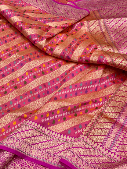 Pink Pure Katan Silk Handwoven Banarasi Saree |Kadhuwa Weave|