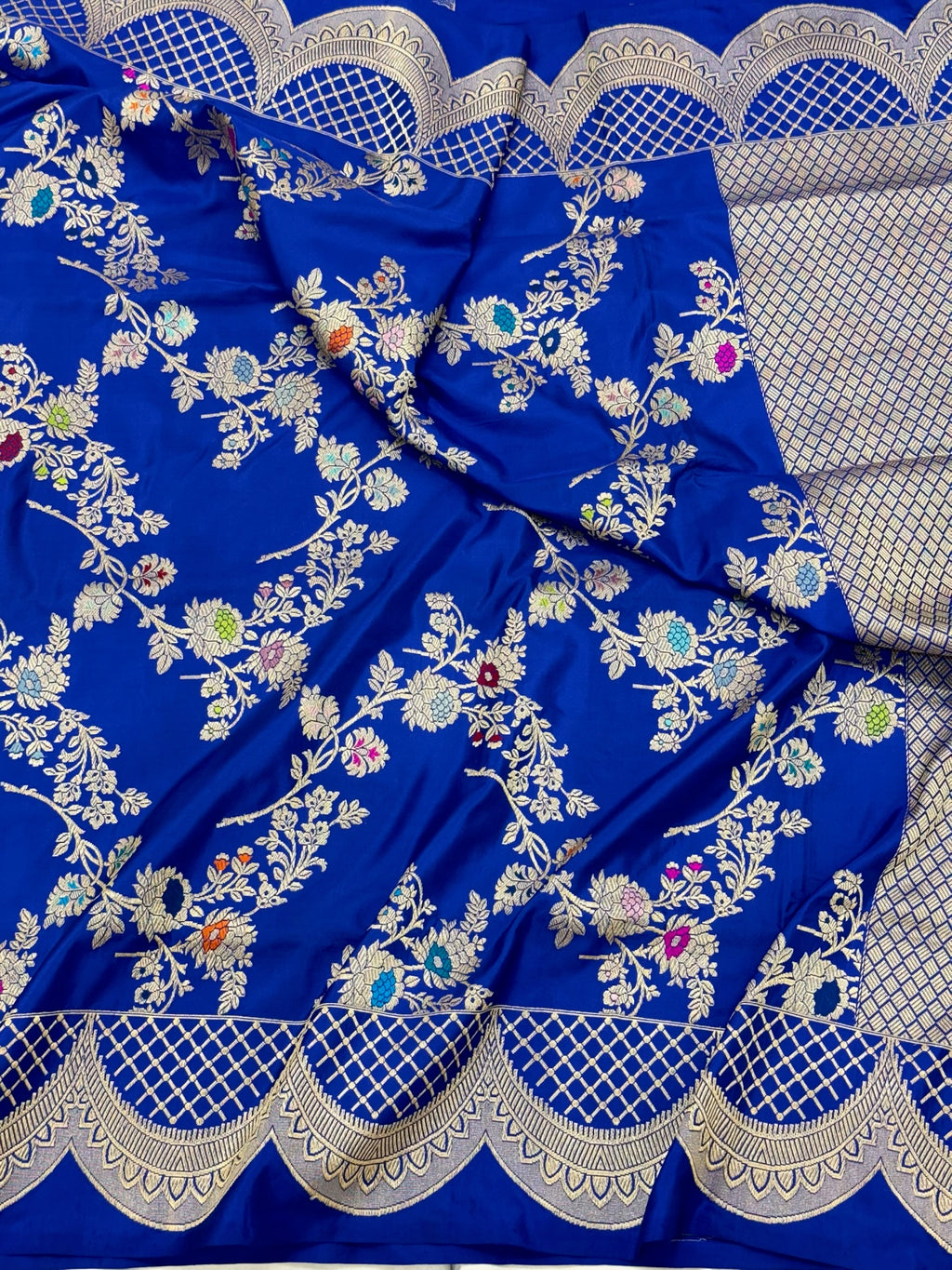 Blue Electric Pure Katan Silk Handwoven Saree