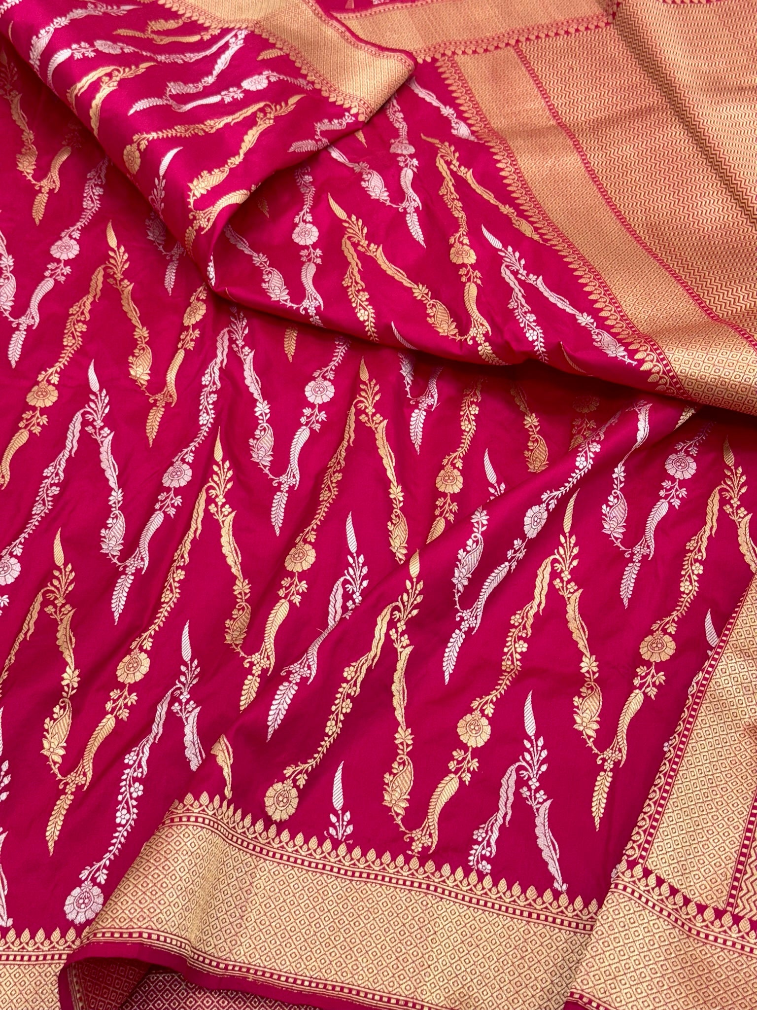 Pink Pure Katan Silk Banarasi Handwoven Saree