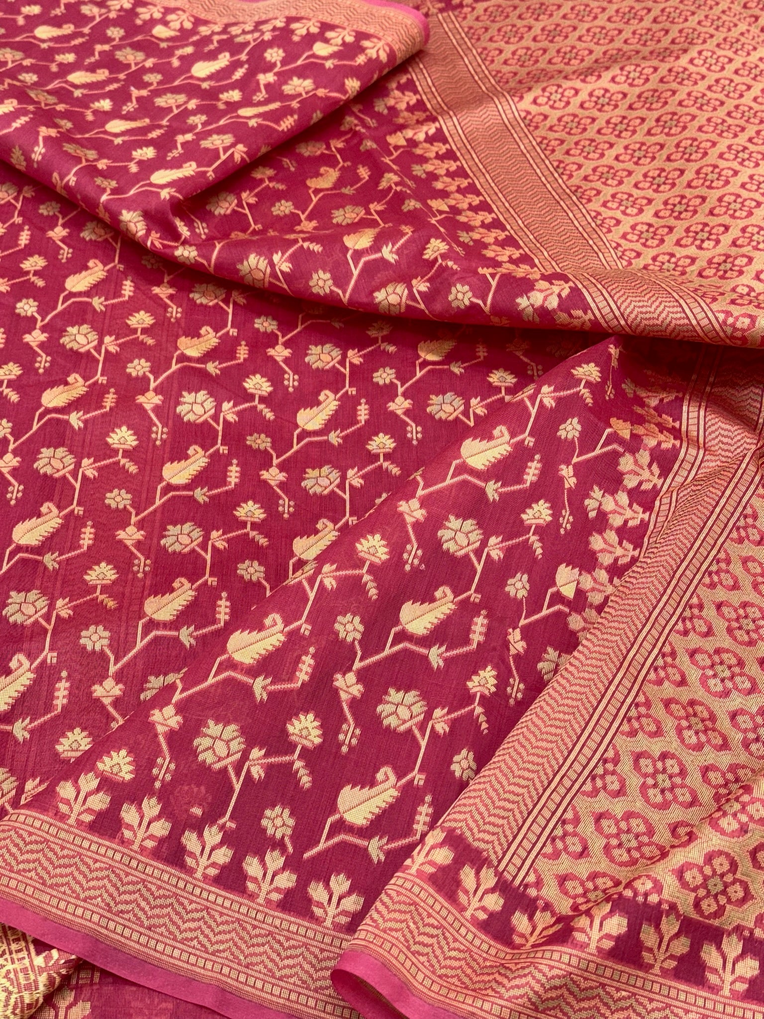 Red Blended Silk Lightweight Cotton Saree