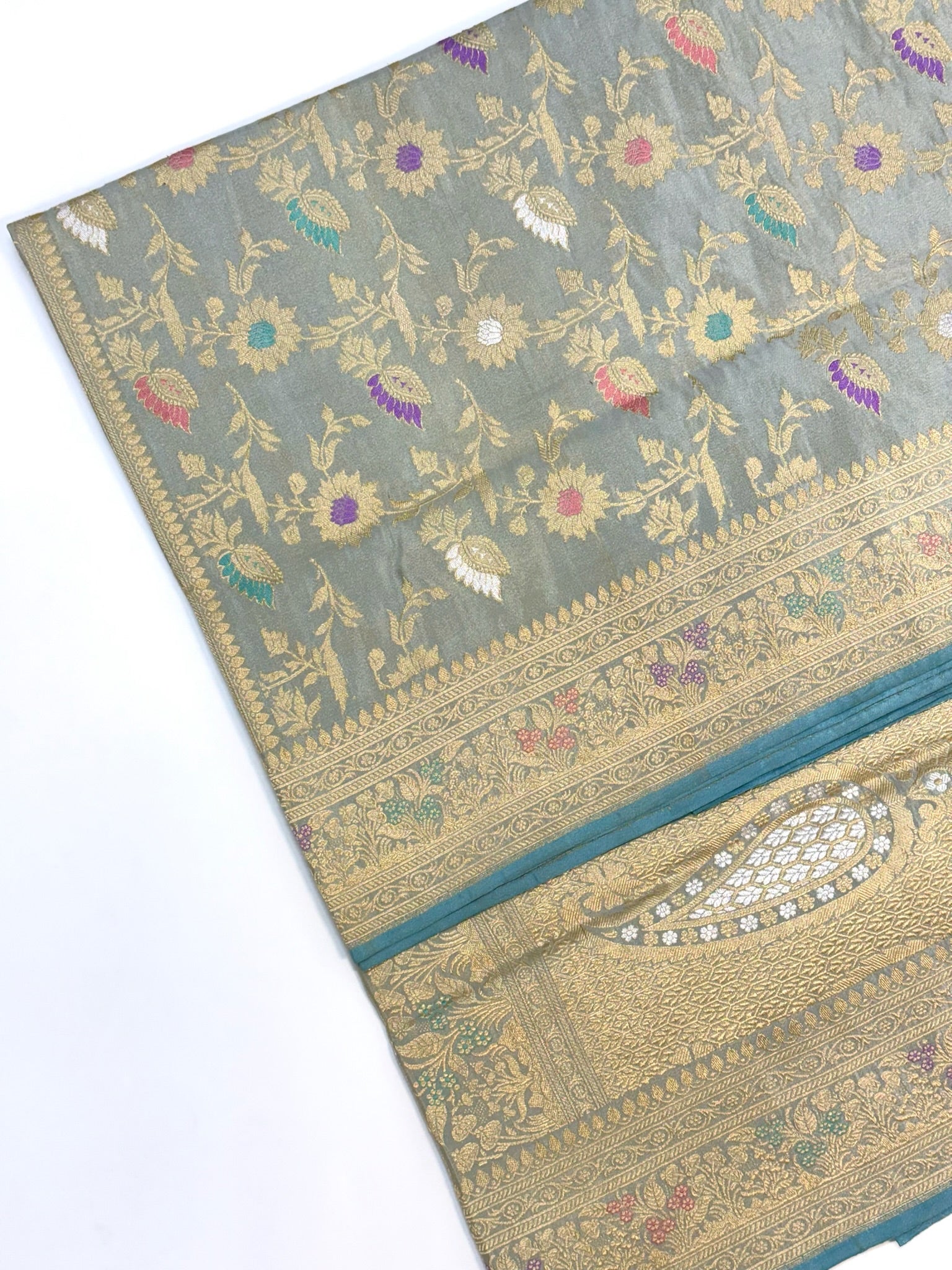 Ice Blue Pure katan Silk Saree