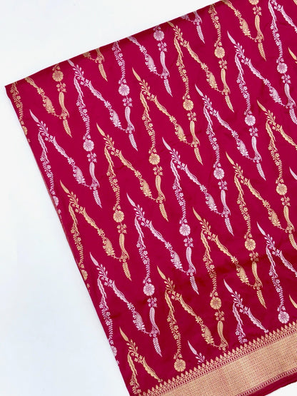 Pink Pure Katan Silk Banarasi Handwoven Saree