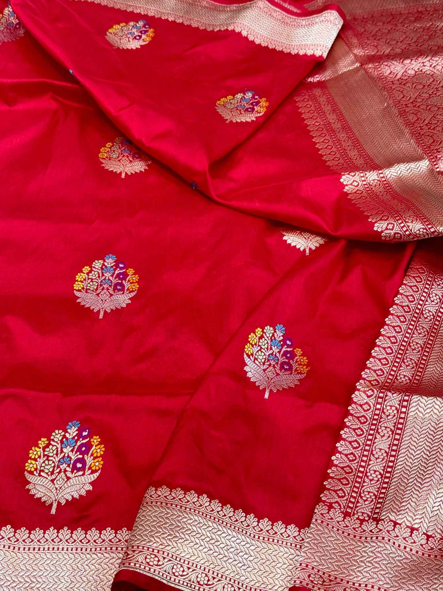 Magenta/Purple Pure Katan Silk Handwoven Banarasi Saree