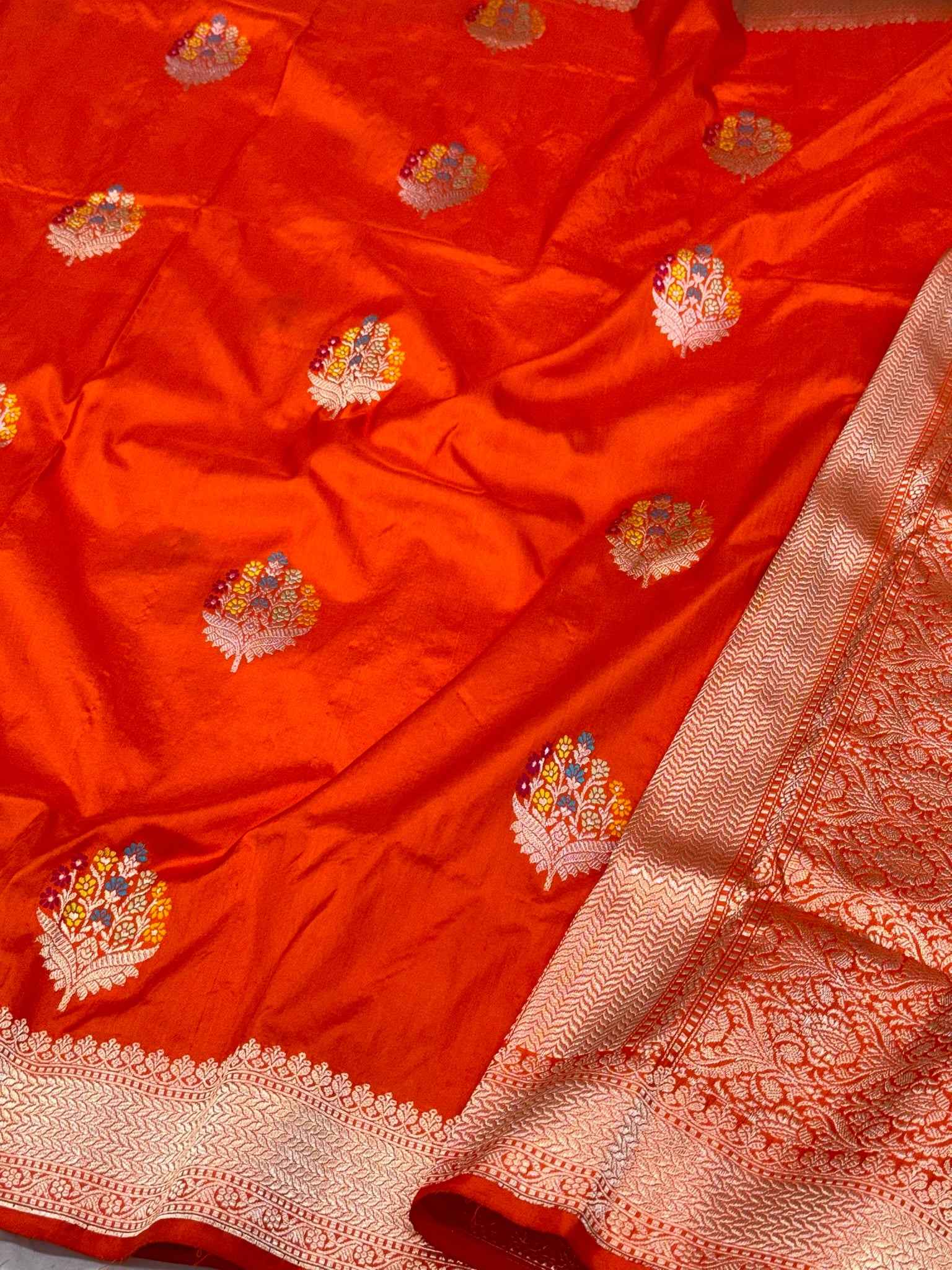 Red Katan Silk Pure Handwoven Saree
