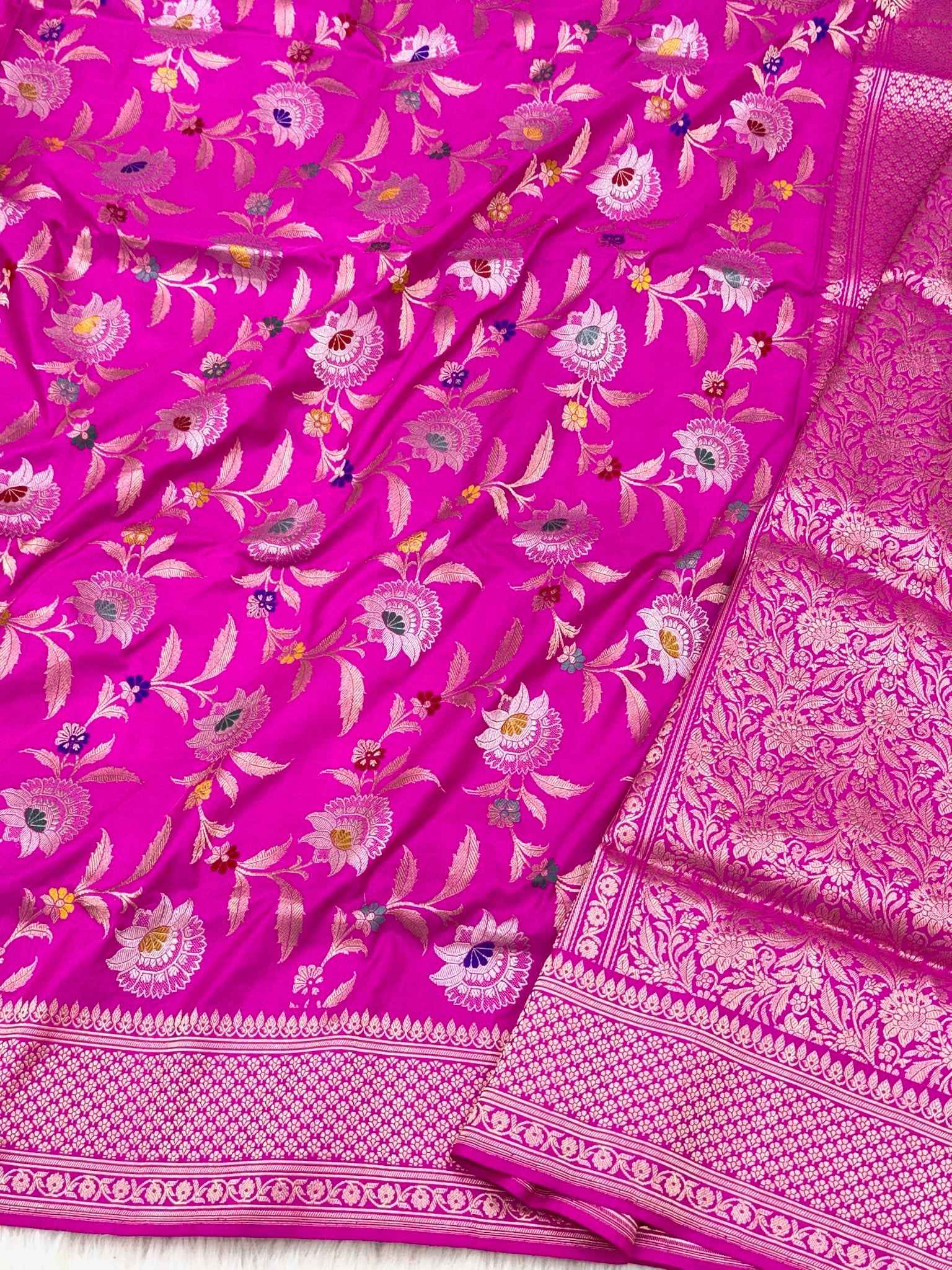 Lilac Pink Pure Kora Tissue Handwoven Banarasi Saree (Kadhuwa Weave)