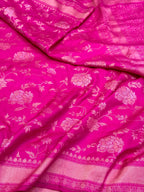 Pink Pure Silk Ektara weave Handwoven Banarasi Saree