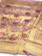 Gold Pure Kora Tissue Handwoven Banarasi Saree