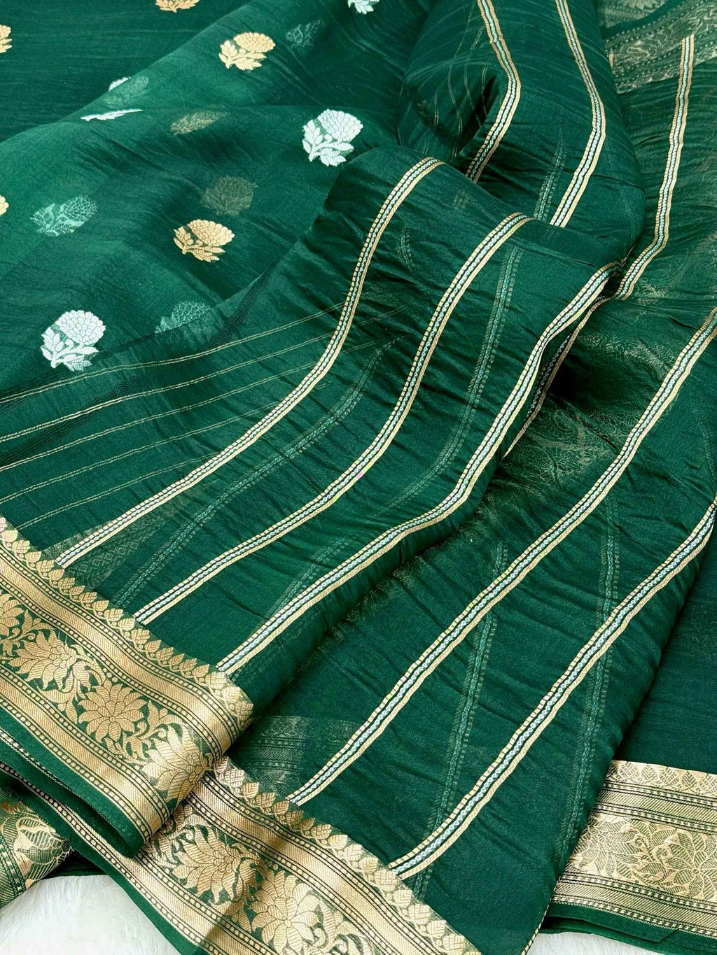 Rani pink Pure Mulberry Silk handwoven Banarasi Saree