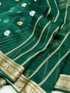 Rani pink Pure Mulberry Silk handwoven Banarasi Saree