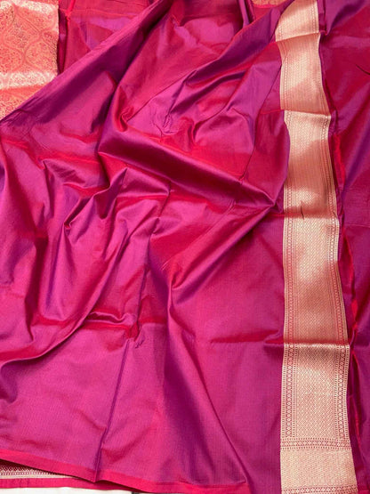 Orange Pure Katan Silk Handwoven Banarasi Brocade Saree