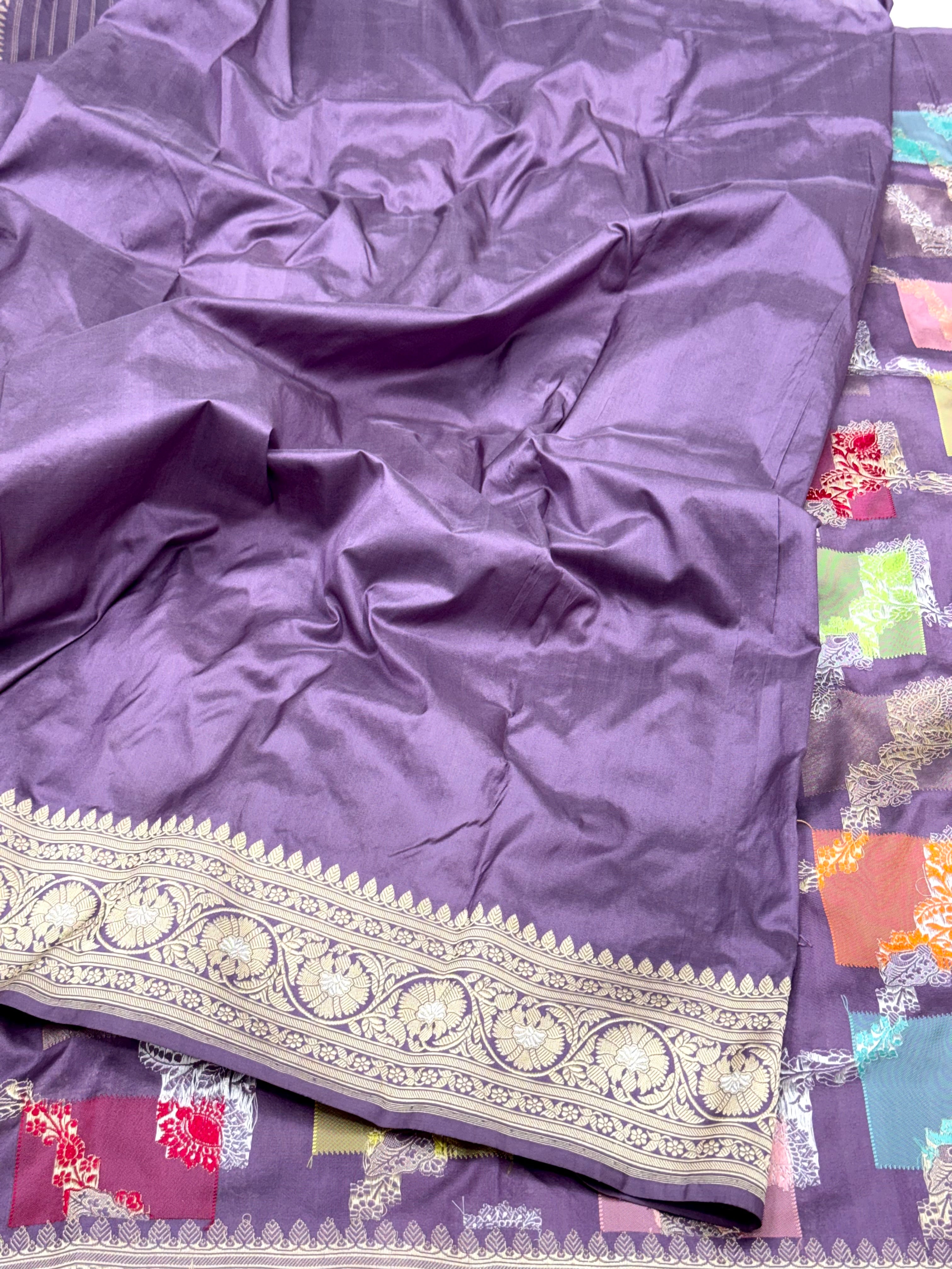 Lavender Pure Mulberry Katan Silk Handwoven Banarasi Saree - Rangkaat