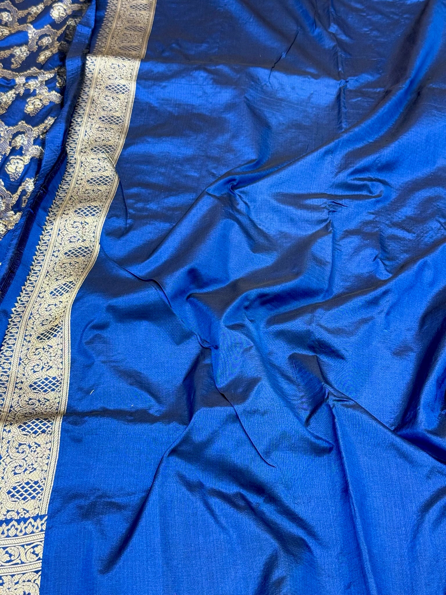 Blue Pure Mulberry Katan Silk Handloom Timeless Banarasi Saree - The Luxe Edit