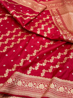 Red Handwoven Pure katan Silk Saree