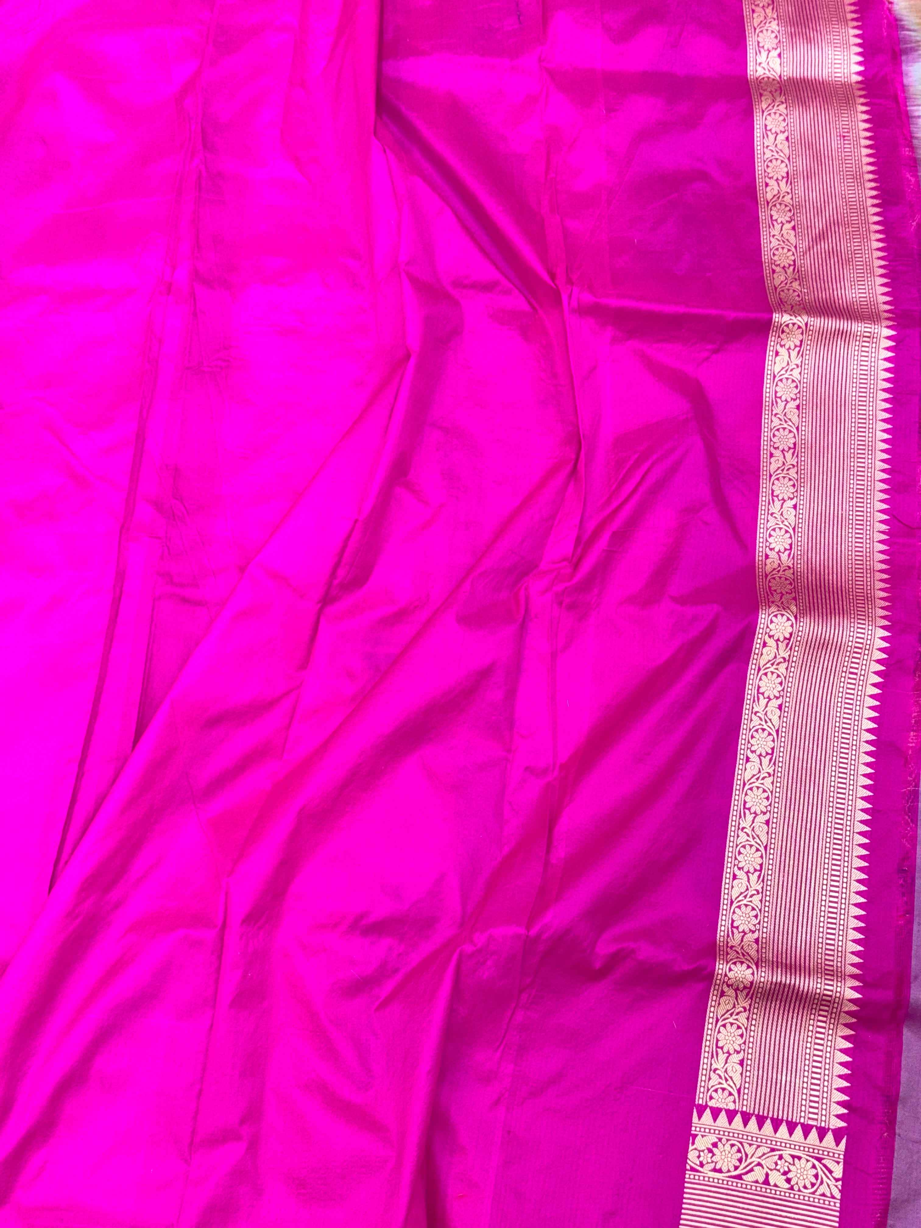 Pink Pure Mulberry Katan Silk Handloom Banarasi Saree - Rangkaat