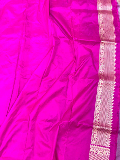 Pink Pure Mulberry Katan Silk Handloom Banarasi Saree - Rangkaat