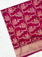 Pink Katan Silk Pure Handwoven Saree