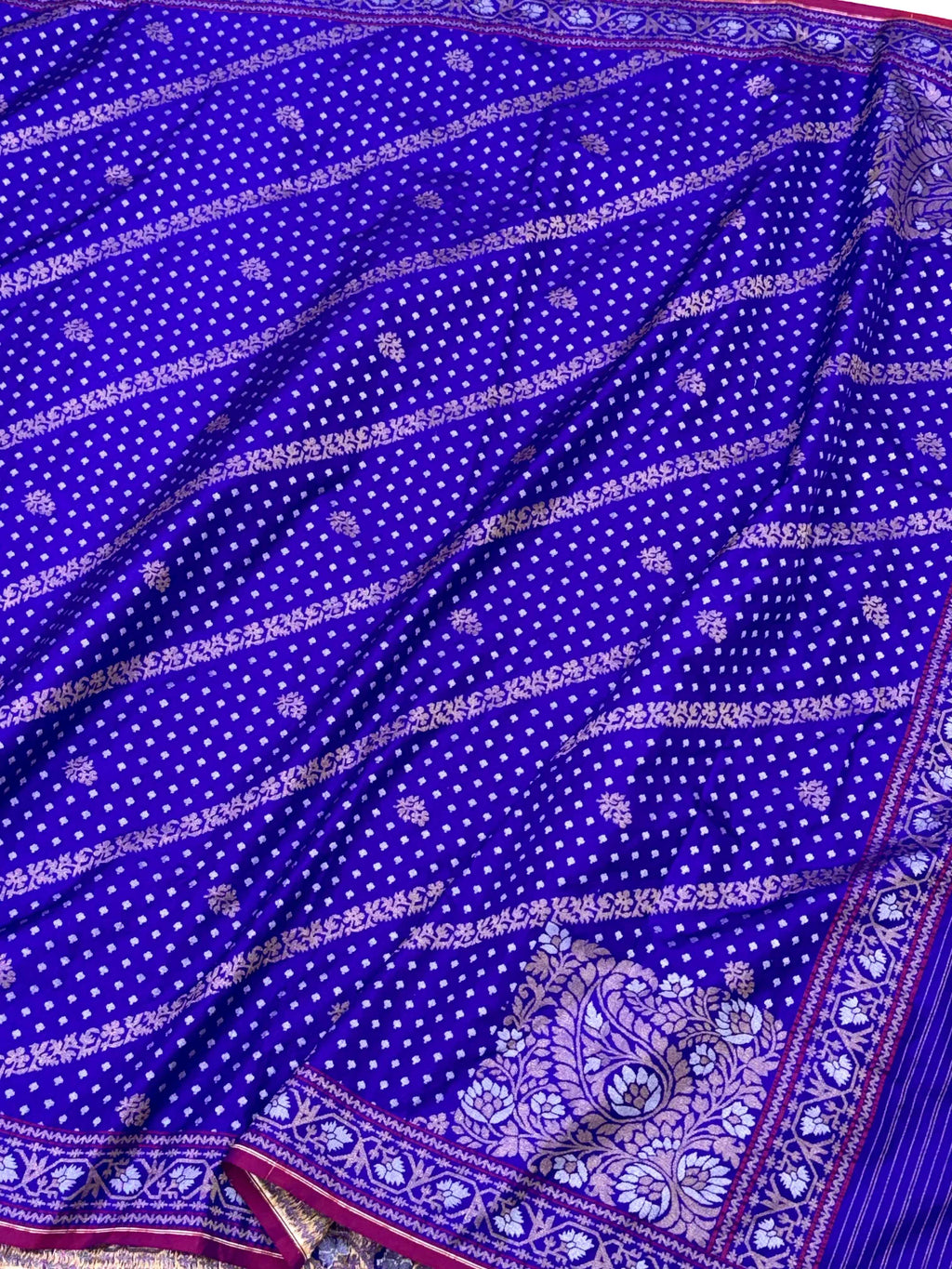 Blue Pure Double Katan Silk Handloom Banarasi Saree |Ektara Weave|