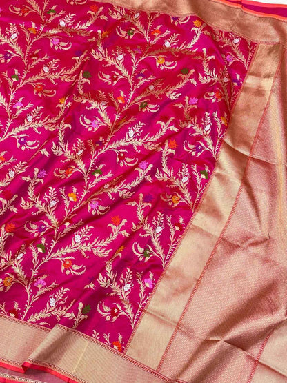Sea Green Pure Katan Silk Handwoven Banarasi Saree |Kadhuwa|