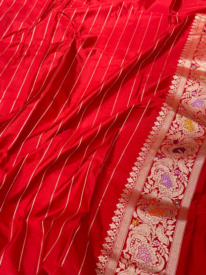 Red Pure Mulberry Double Katan Silk Handwoven Banarasi Premium Saree
