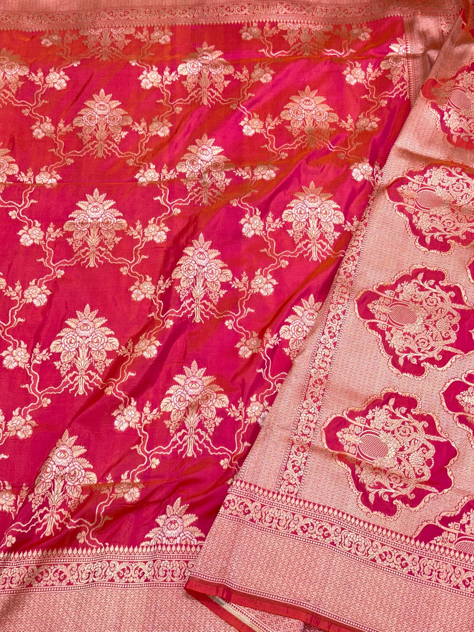 Pink Pure Mulberry Katan Silk Handloom Banarasi Saree
