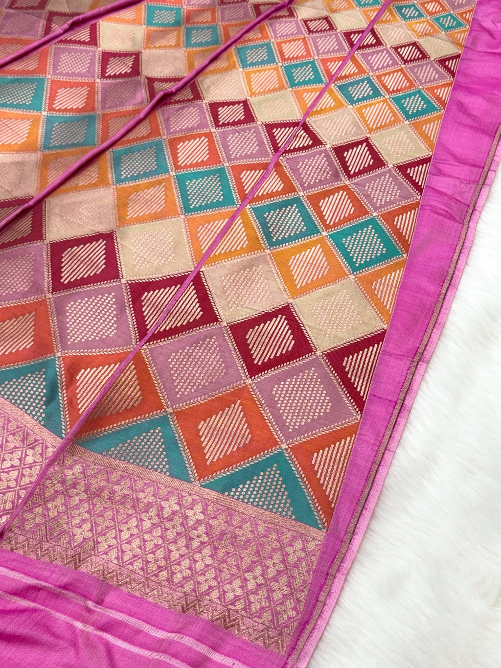 Pink Katan Silk Rangkaat Pure Handwoven Lahenga