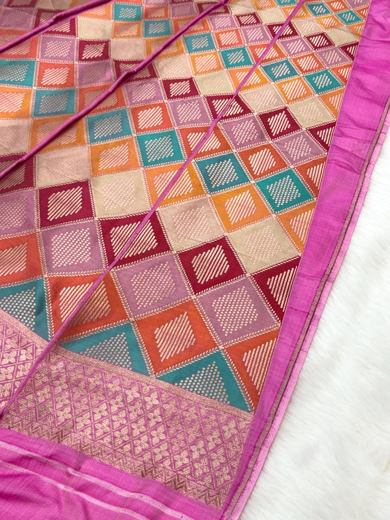 Pink Katan Silk Rangkaat Pure Handwoven Lahenga