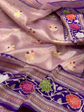 Rose Gold Pure Kora Silk & Pure Tissue Silk Handwoven Banarasi Saree