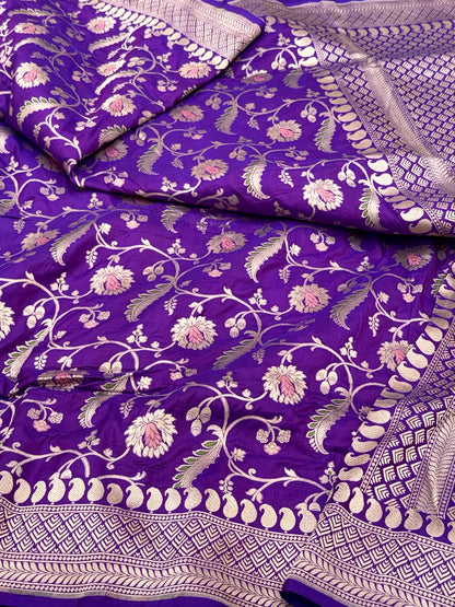 Purple Handwoven Banarasi Pure Katan Mulberry Silk Saree
