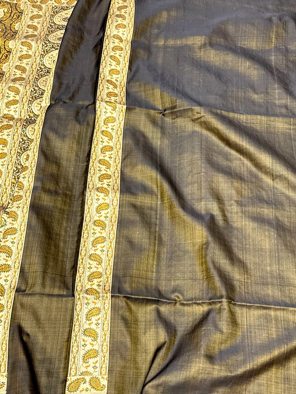 Brown Pure Satin Silk Handwoven Banarasi Tanchoi Saree