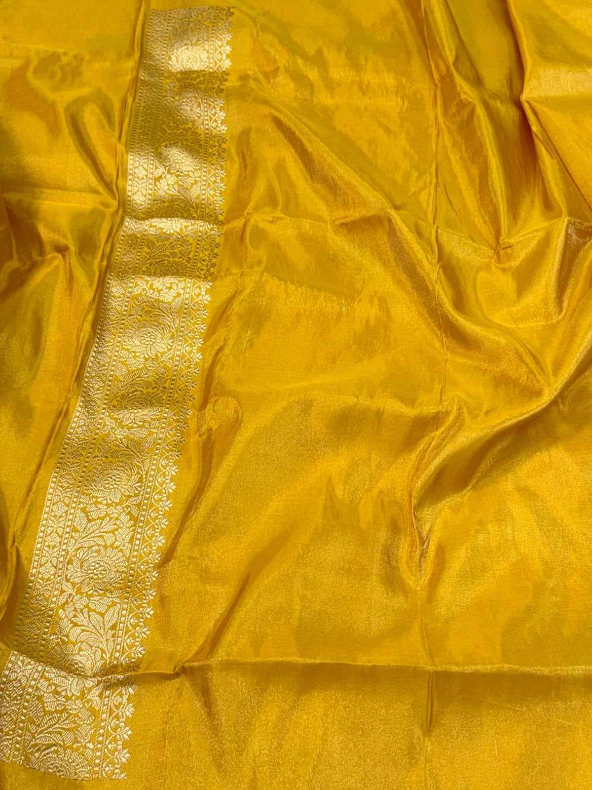 Turqoise Blue Pure Double Katan Tissue Silk Handwoven Banarasi Saree