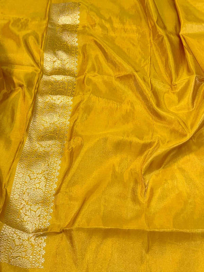 Turqoise Blue Pure Double Katan Tissue Silk Handwoven Banarasi Saree