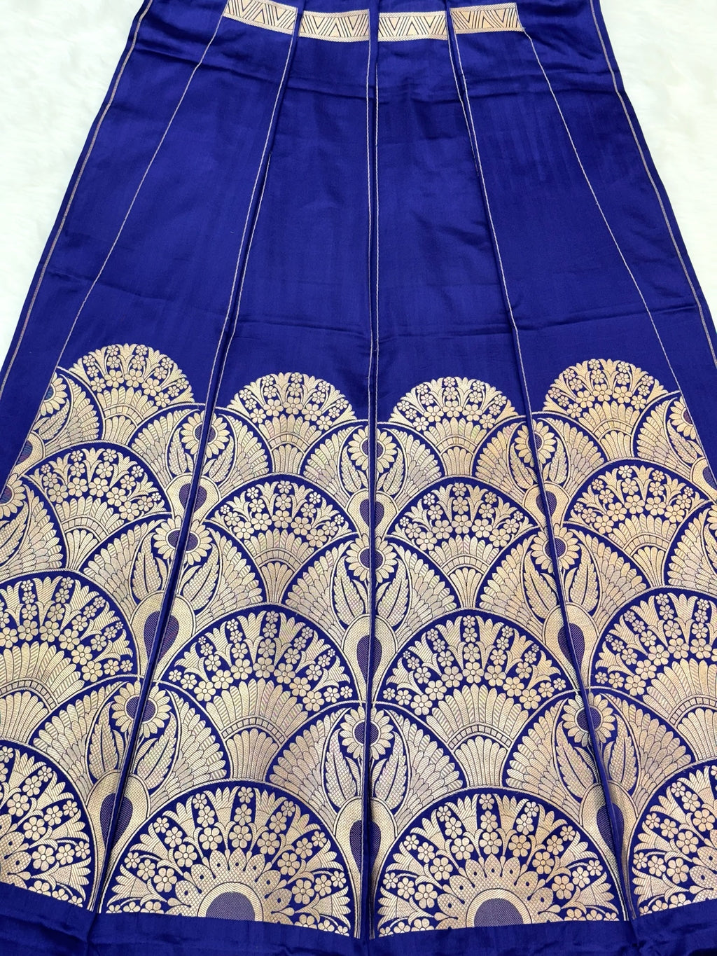 Royal Blue Satin Silk Pure Handwoven Lahenga