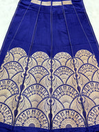 Royal Blue Satin Silk Pure Handwoven Lahenga