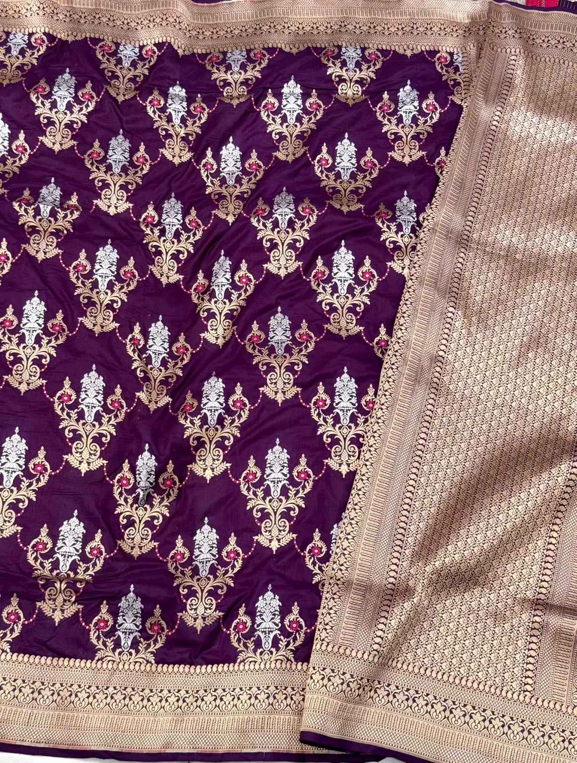 Magenta Handloom Banarasi Saree - Pure Katan Silk & Pure Mulberry Silk Banarasi Saree