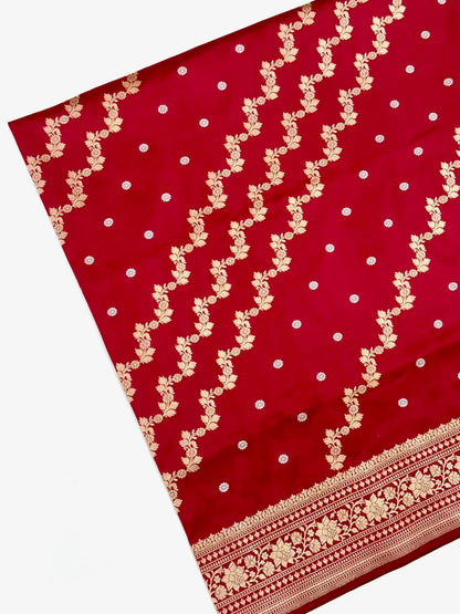 Red Pure Mulberry Katan Silk Handwoven Banarasi Saree