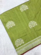 Pista Green Ektara Weave Pure Handwoven Banarasi Saree