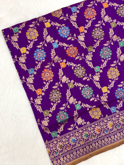 Purple Pure Katan Silk Handwoven Banarasi Saree |Kadhuwa|