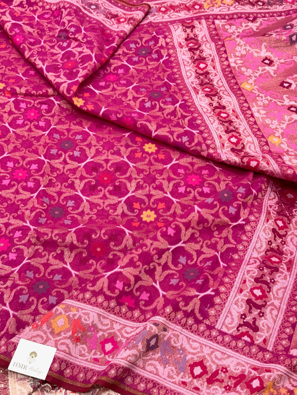 Pink Ektara Weave Handloom Jamdani Saree