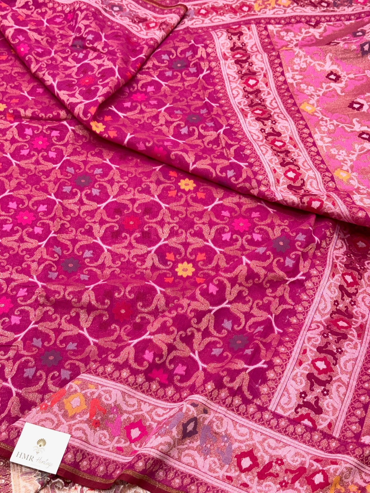 Pink Ektara Weave Handloom Jamdani Saree