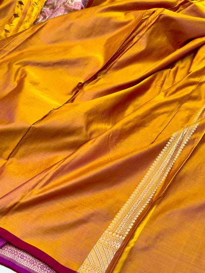 Red Pure Satin Silk Handwoven Banarasi Saree