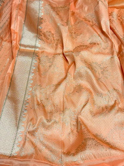 Lemon Yellow/ Orange Authentic Premium Banarasi Saree - Pure Katan Mulberry Silk | Kadhwa + Kadhiyal Technique | Handwoven Saree