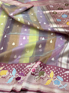 Mauve Pink Pure Kora Silk Modern Handwoven Banarasi Saree-Kadhuwa Weave