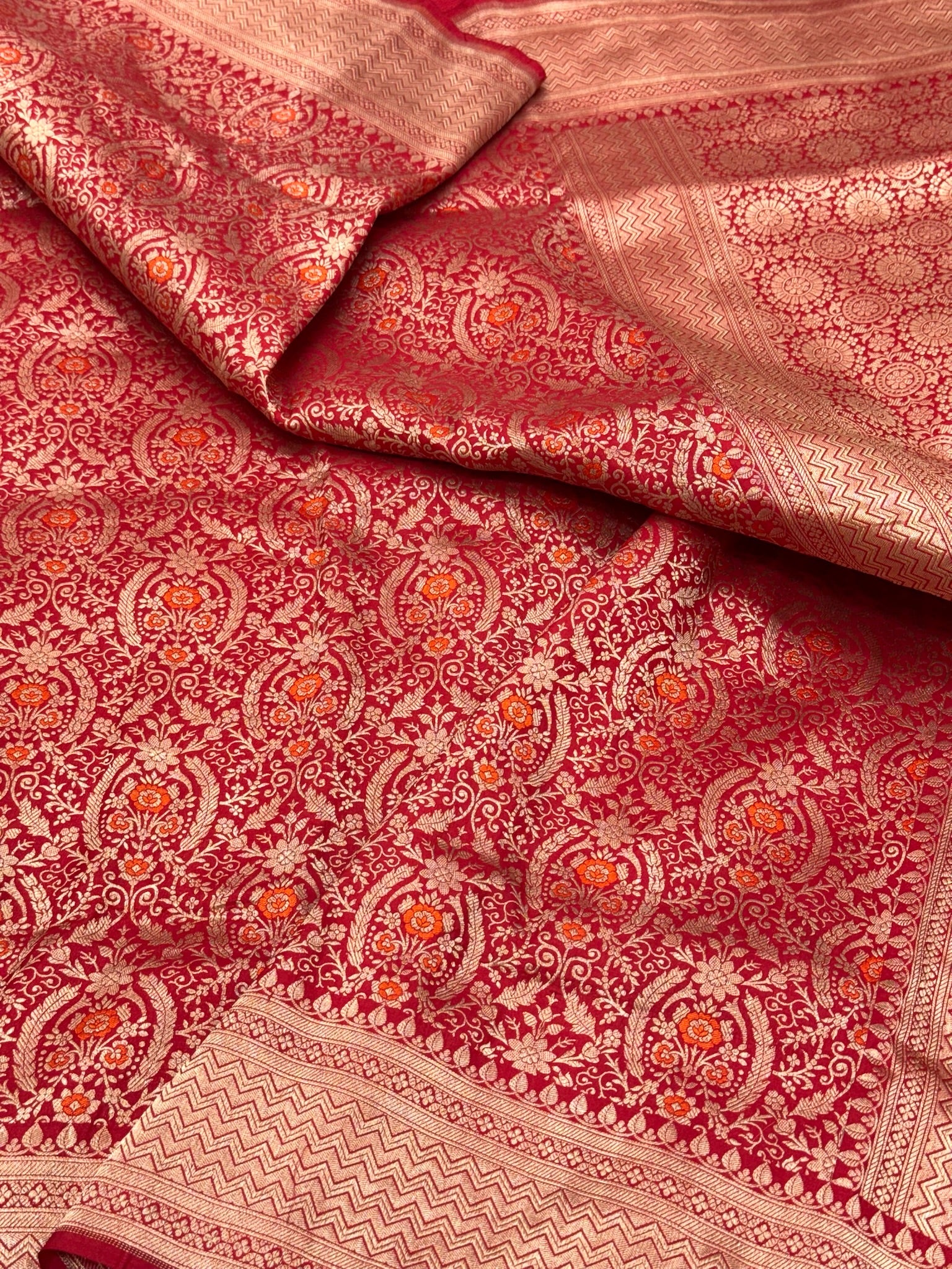 Red Katan Silk Handloom Banarasi Brocade Saree