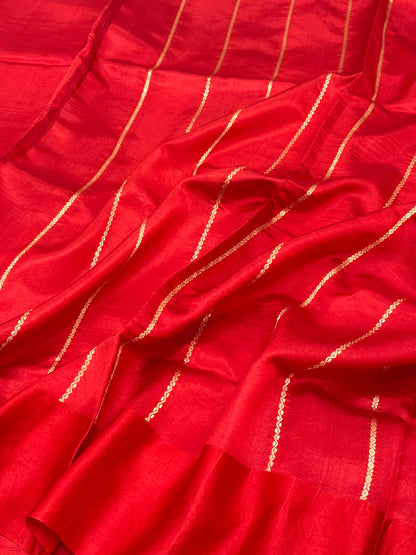 Red Banarasi Pure Raw Mango Silk | Kadhwa Technique | Handwoven Saree