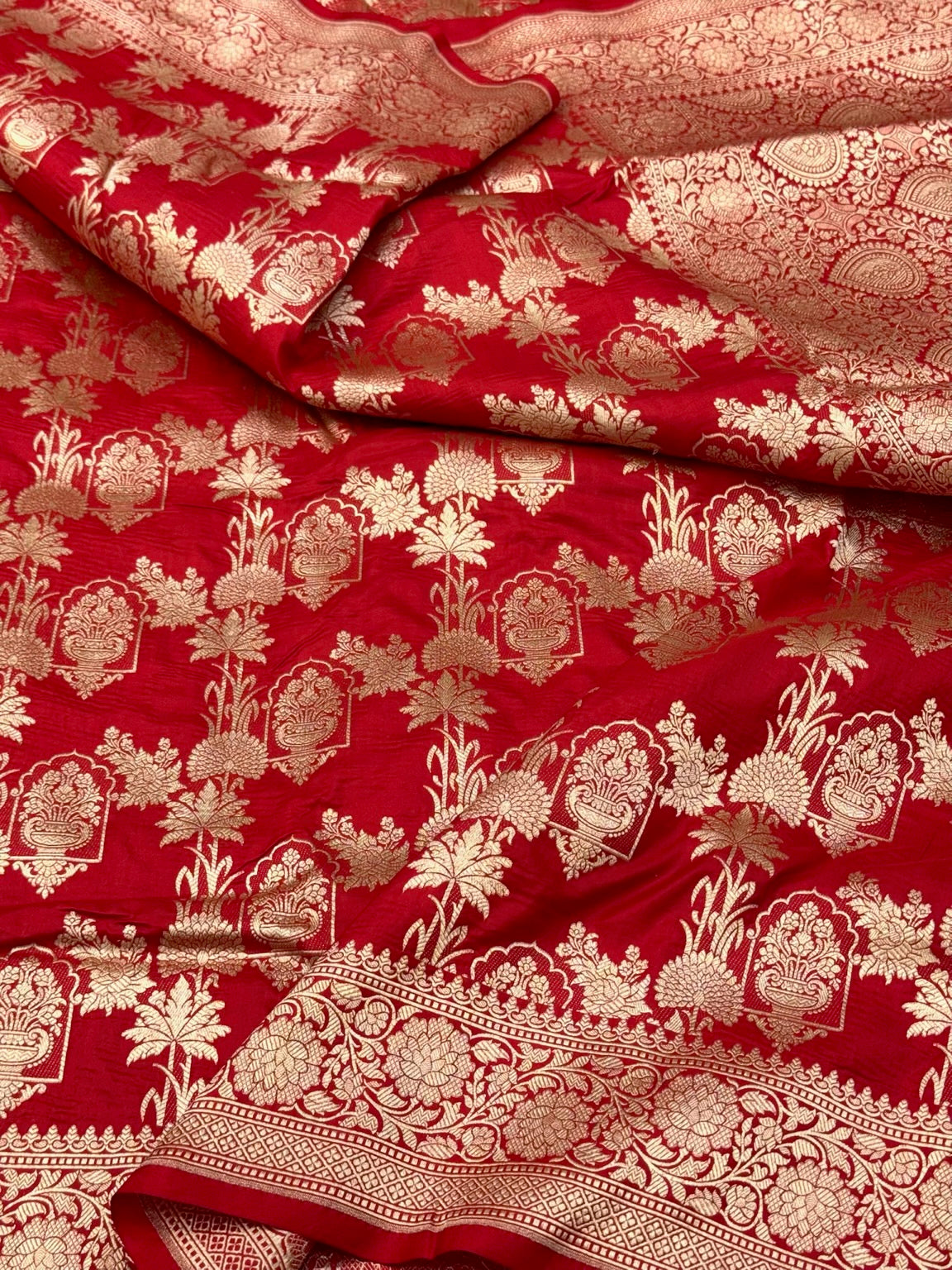 Red Pure Mulberry Katan Silk Banarasi Saree | Authentic Handloom Luxury